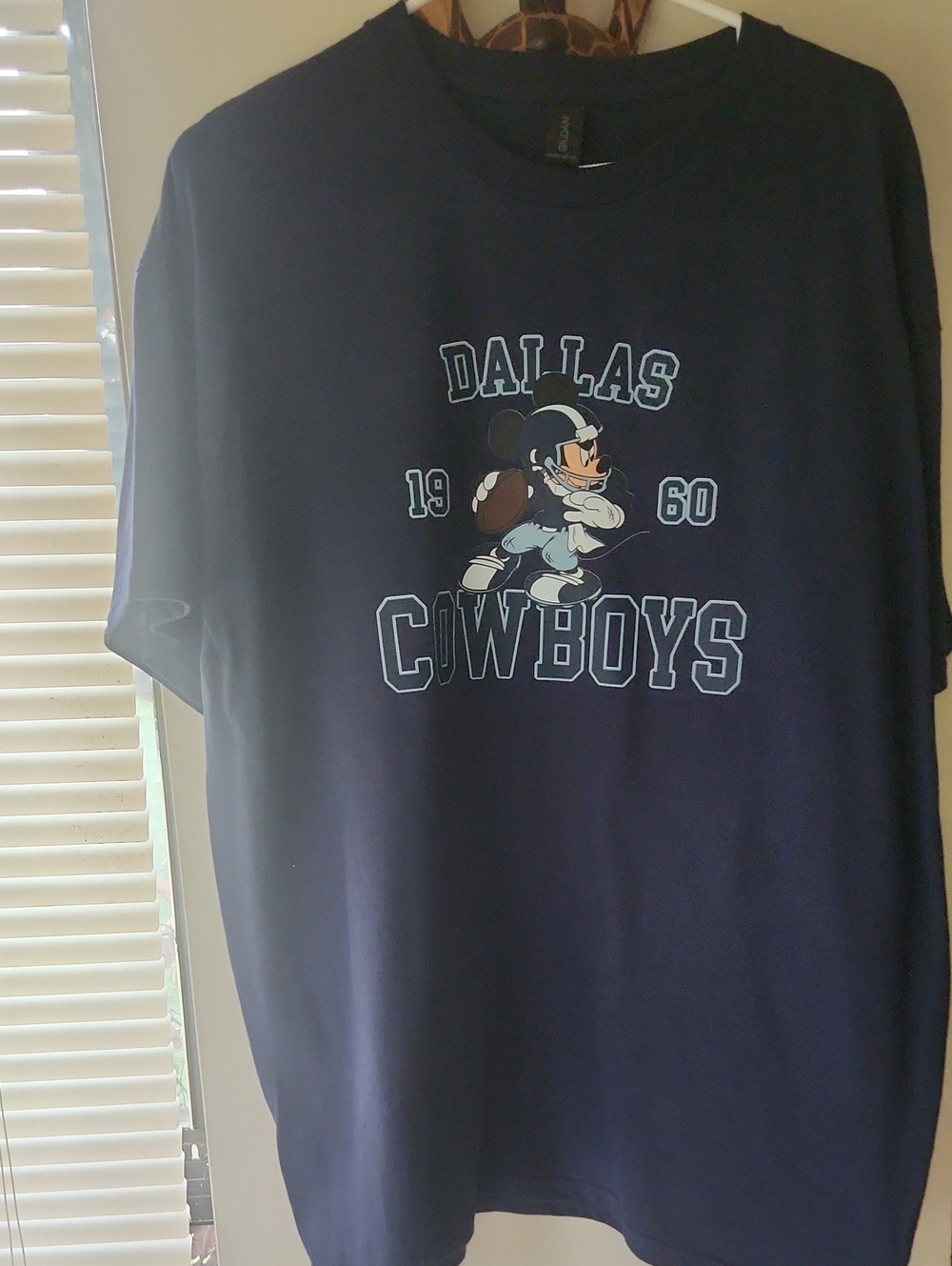 Gildan Navy Dallas Cowboys Graphic Tee with Football Character